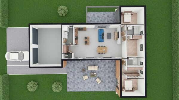 Plan de maison plain-pied 3 chambres Onagre - rdc