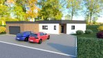 Maison plain-pied 3 chambres Armoise style contemporain - toit plat avant
