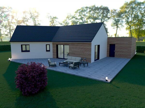 Modèle de maison ossature bois plain-pied 3 chambres Armoise