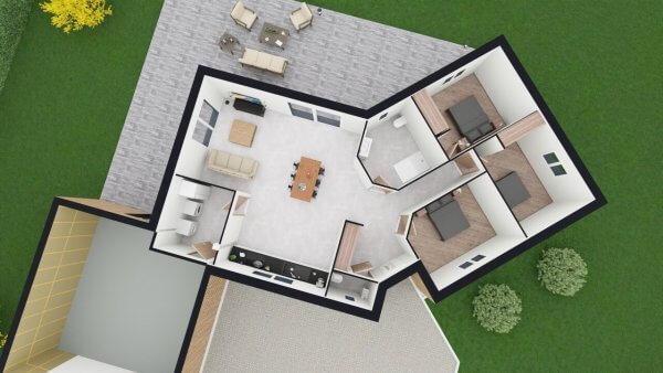 Plan de maison plain-pied 3 chambres Armoise - rdc