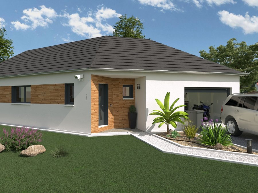 Modèle de maison ossature bois plain-pied en V - Aster