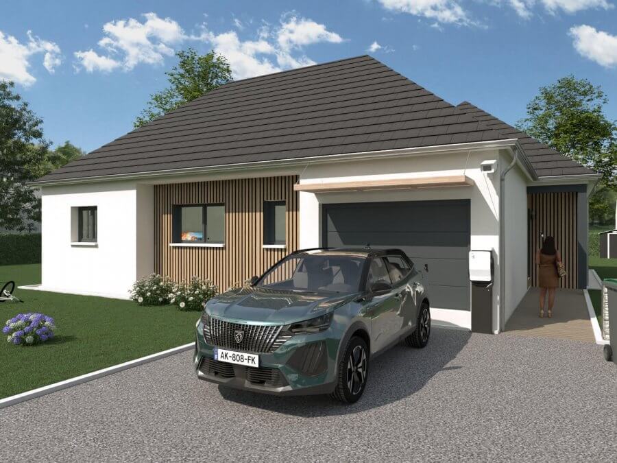 Modèle de maison ossature bois plain-pied - Oyat