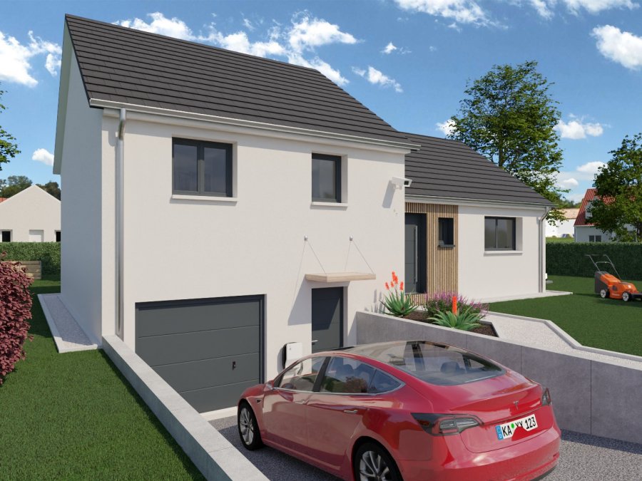 Modèle de maison ossature bois R+1 en demi-niveaux - Canche