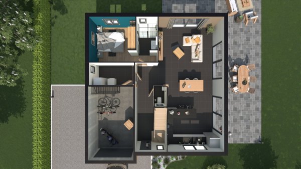 Plan de maison à étage 4 chambres Estran - rdc