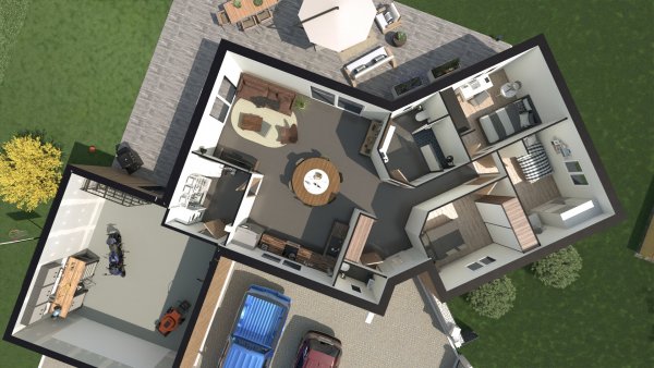 Plan de maison plain-pied 3 chambres Armoise - rdc