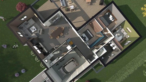 Plan de maison plain-pied 3 chambres Oyat - rdc