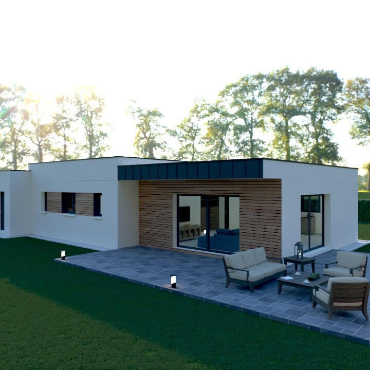 Maisons ossature bois plain-pied contemporaine Salicorne